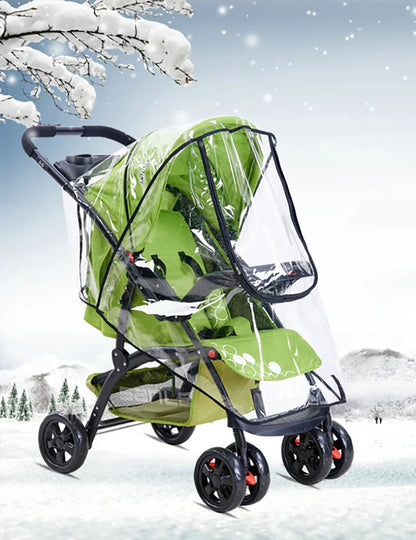 Universal Waterproof Baby Stroller Rain Cover - Transparent Trolley Umbrella with Zipper for All Ages