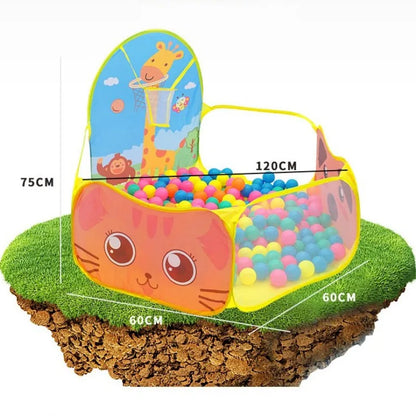 120cm Portable Kids Playpen with Basketball Hoop - Fun Indoor/Outdoor Tent House and Ball Pool for Ages 3-6