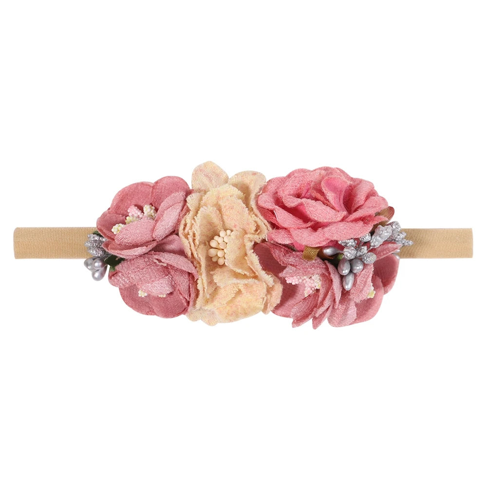 Vintage Floral Hairbands for Baby Girls - Handmade Cloth Headwear & Accessories for Special Occasions