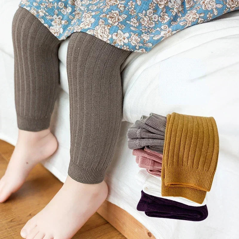 Spring Autumn Baby Pants Newborn Boys Girls Leggings Soft Cotton Stretch Tights Kids Children Knitting Trousers for 0-6 Years