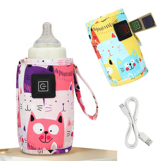 Baby Bottle USB Warmer & Insulated Travel Stroller Bag