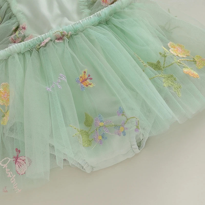 Adorable Baby Girls Floral Embroidery Jumper Dress with Matching Headband - Summer Casual Outfit