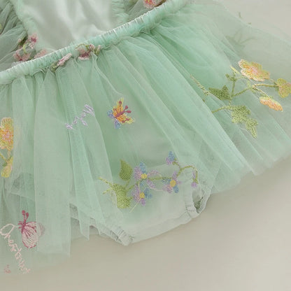Adorable Baby Girls Floral Embroidery Jumper Dress with Matching Headband - Summer Casual Outfit