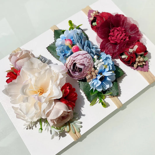 Vintage Floral Hairbands for Baby Girls - Handmade Cloth Headwear & Accessories for Special Occasions
