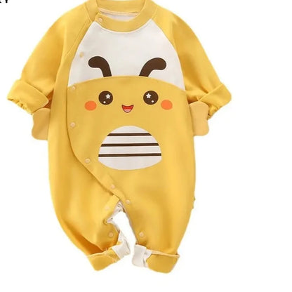 Adorable 2023 Spring Cartoon Print Long Sleeve Rompers for Newborn Baby Boys and Girls - Toddler Playsuit with O-Neck Design