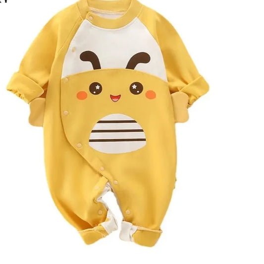 Adorable 2023 Spring Cartoon Print Long Sleeve Rompers for Newborn Baby Boys and Girls - Toddler Playsuit with O-Neck Design