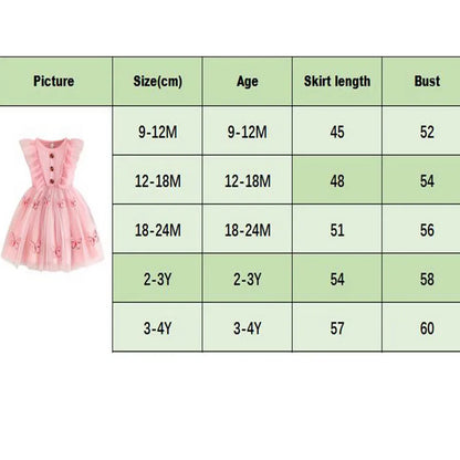 Toddler Ruffle Sleeveless Dress with 3D Butterfly Accent - Cute Princess Party Outfit for Baby Girls