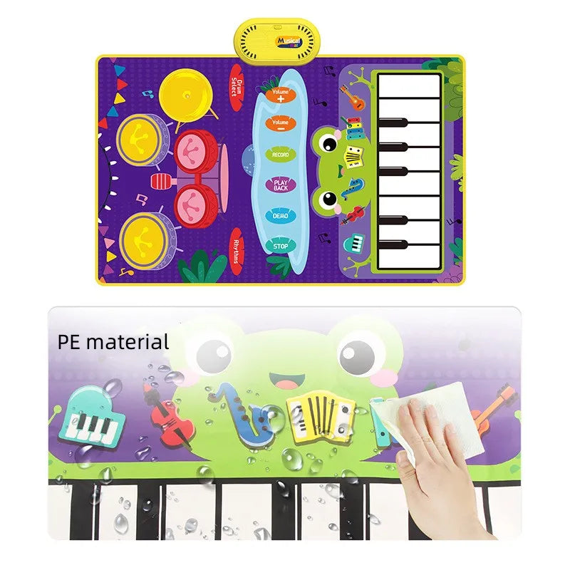 Interactive 2-in-1 Musical Floor Mat with Piano and Drum Features for Infants and Toddlers