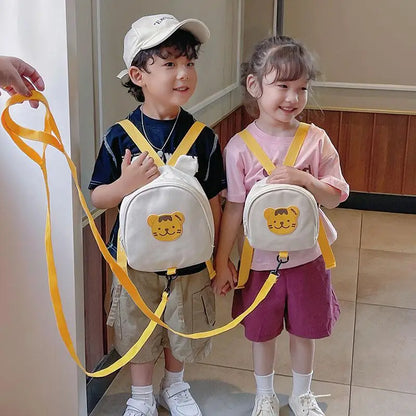 Adorable Cartoon Bear Anti-Lost Baby Backpack for Kindergarten Kids - Canvas Harness School Bag for Boys and Girls