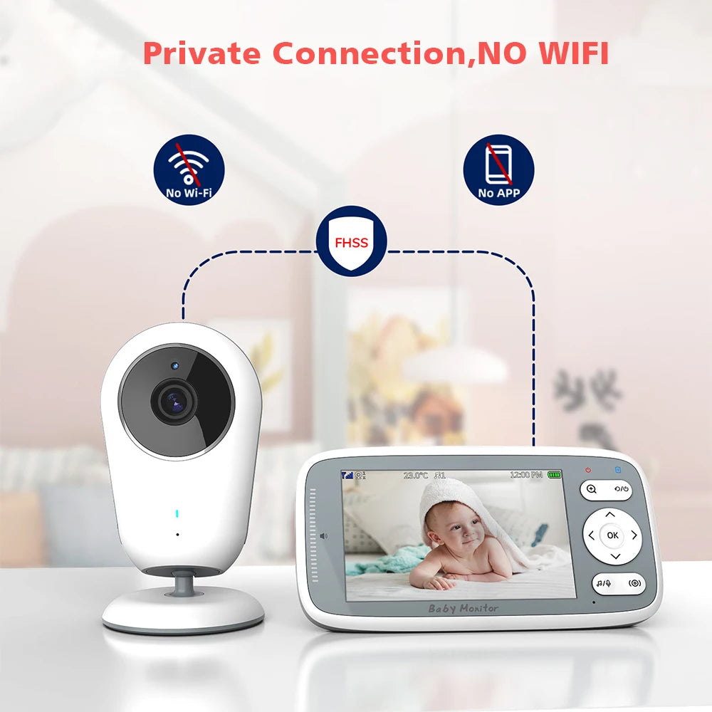 4-Inch HD Video Baby Monitor with 3X Digital Zoom, Two-Way Audio, Auto Night Vision, and Temperature Monitoring - Model VB615