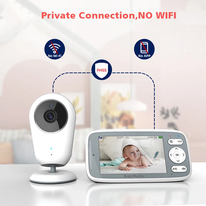 4-Inch HD Video Baby Monitor with 3X Digital Zoom, Two-Way Audio, Auto Night Vision, and Temperature Monitoring - Model VB615
