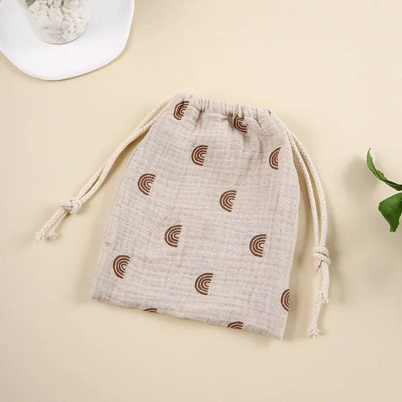 Cotton Baby Diaper Caddy Organizer with String Closure - Essentials for Parents on the Go