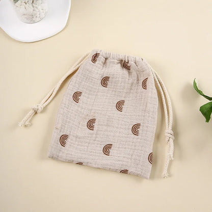 Cotton Baby Diaper Caddy Organizer with String Closure - Essentials for Parents on the Go
