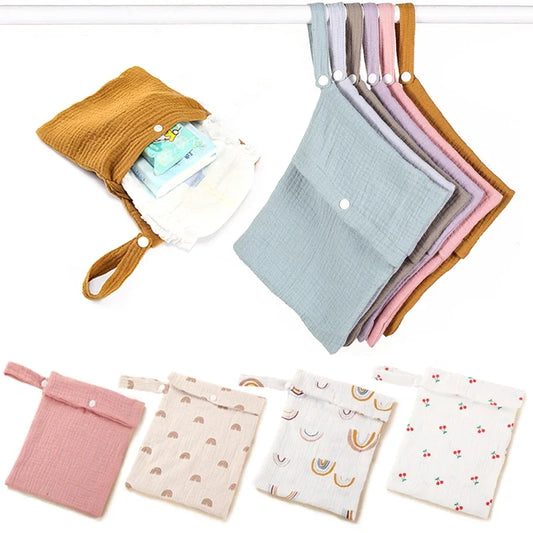 Versatile Soft Cotton Baby Travel Diaper Pouch - Stylish Mummy Storage Bag