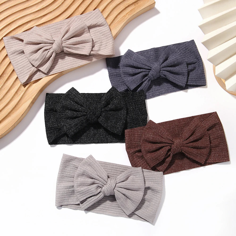 48-Color Soft Nylon Baby Headbands for Girls - Elastic Knit Turban Bows Hair Accessories for Newborns