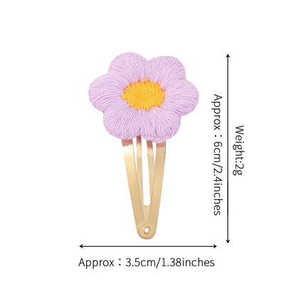 Vintage Floral Embroidery Hair Clips for Girls - Set of 2 Sweet Hair Pins