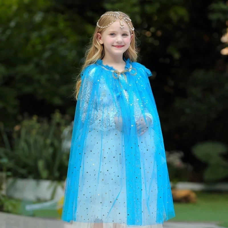 Princess Glitter Multicolor Sequins Shawl Shiny Girl Fairy Cape Cloak Fairy Cape Christmas Costume Party Halloween Kids Clothes