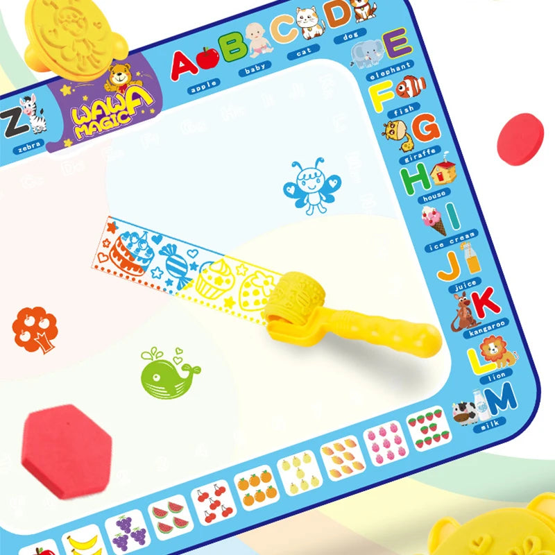 Montessori Water Doodle Drawing Mat for Kids - Reusable Educational Painting Board for Boys and Girls Age 3-12