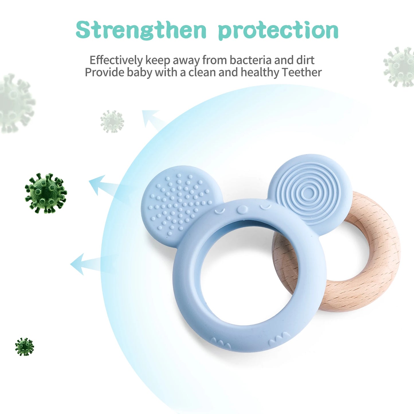 TYRY.HU Cartoon Frog and Deer Silicone Teething Toy Necklace - Baby Gum Soother Gift