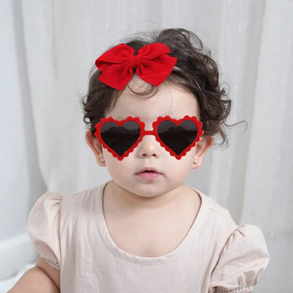 Adorable 2Pcs Baby Bow Headband and Retro Cartoon Sunglasses Gift Set for Toddlers