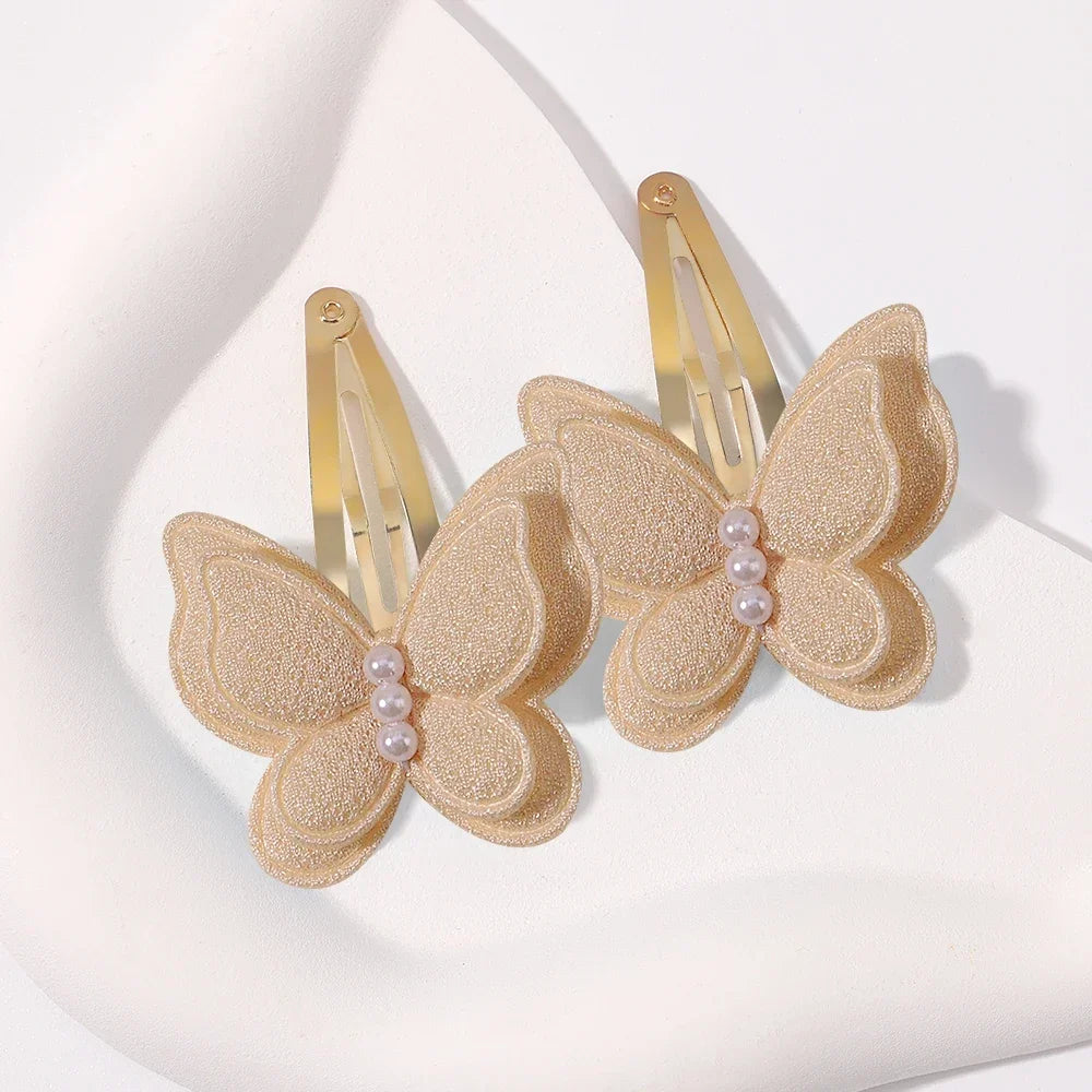2-Pack Handmade Girls Butterfly Hair Clips - Stylish Headwear for Kids and Babies, Perfect for Parties and Everyday Use