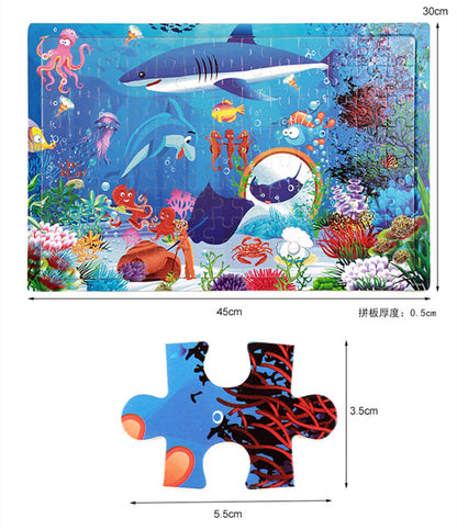 100-Piece Wooden Animal Jigsaw Puzzles - Farm and Dinosaur Themes for Early Education and Montessori Learning Toys for Kids
