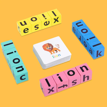 Wooden Montessori Letter Spelling Puzzle Toy - Early Learning Game for Kids 3-12 Years, Interactive Educational Gift