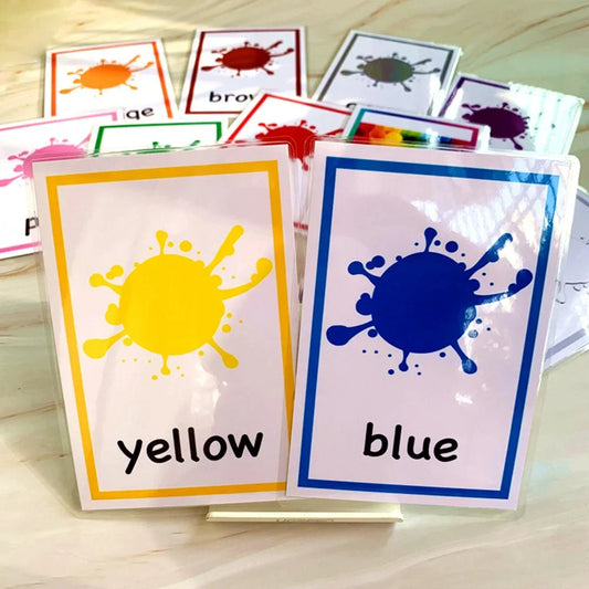 Montessori Flash Cards for Kids - 12-Piece English Learning Set for Color Recognition and Memory Development