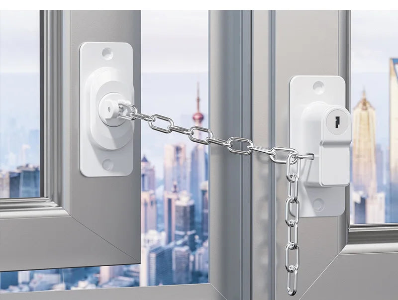 Adjustable Stainless Steel Chain Safety Lock for Children - Window, Cabinet, Door, and Refrigerator Security Protection