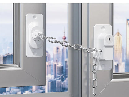 Adjustable Stainless Steel Chain Safety Lock for Children - Window, Cabinet, Door, and Refrigerator Security Protection