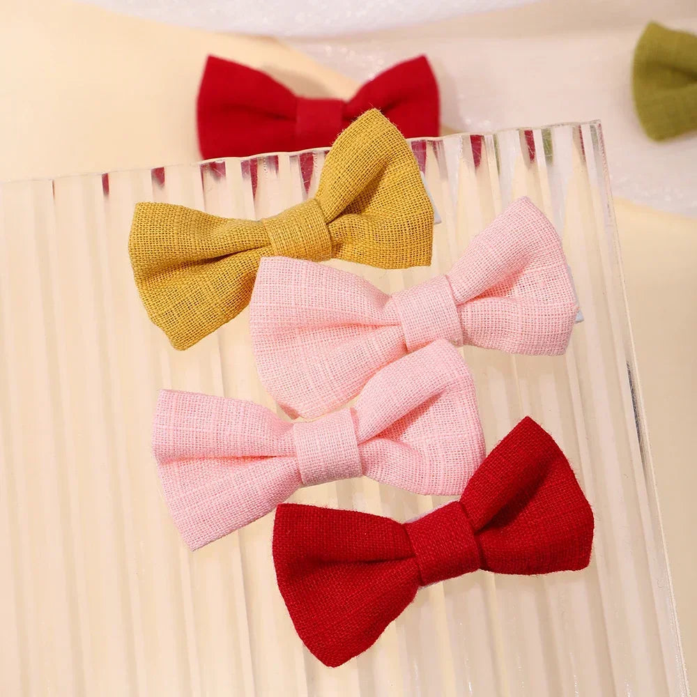 Adorable 2-Pack Kids Bow Hairpins - Soft Cotton Clip-on Accessories for Toddler Girls