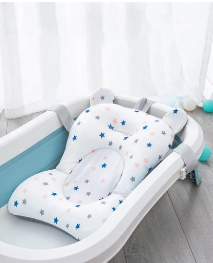 Star Crown Printed Non-Slip Baby Bath Tub Mat for Infants - Soft Polyester Support Pad for Newborns and Toddlers