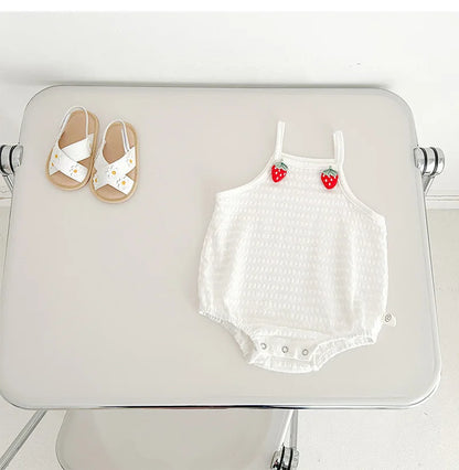 Adorable Summer Sleeveless Romper for Baby Girls - Cute Cotton One-Piece with Suspenders