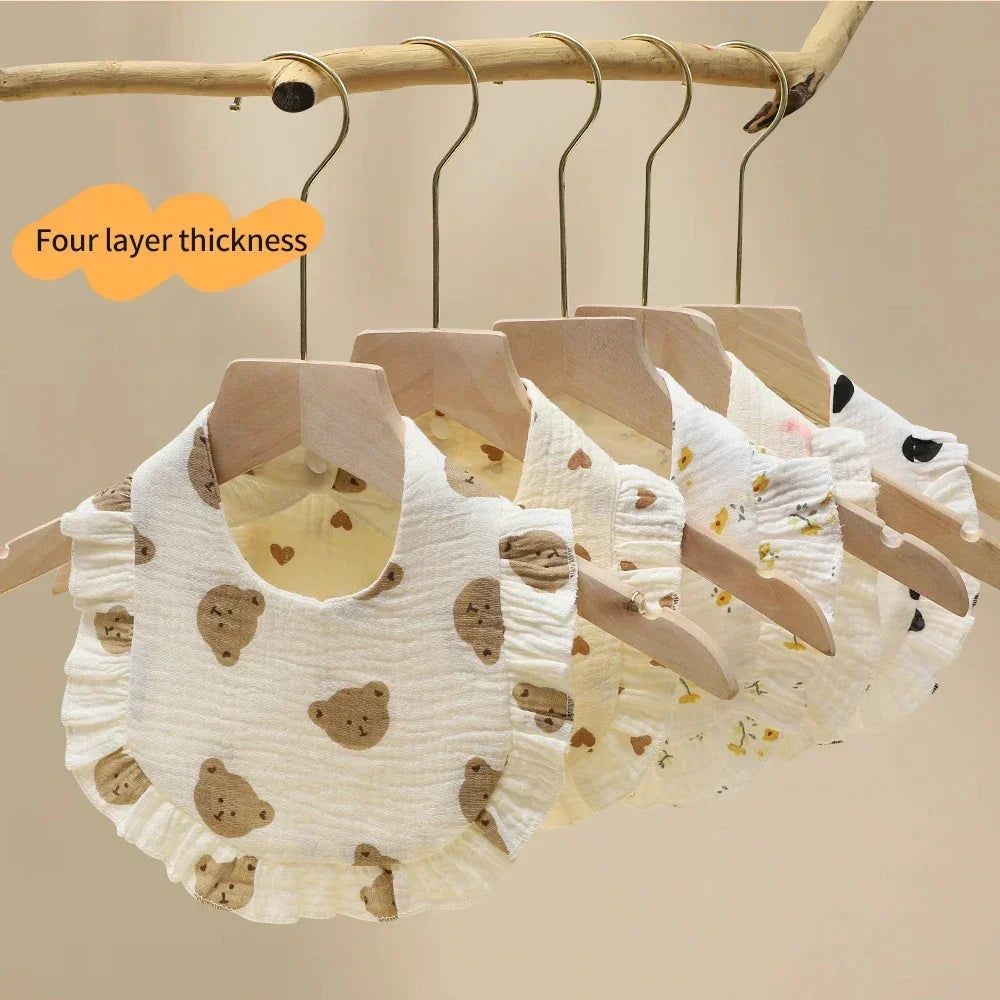 Adorable Ruffle Baby Bibs & Burp Cloths Set - Soft Feeding Accessories for Newborns in 3 Styles