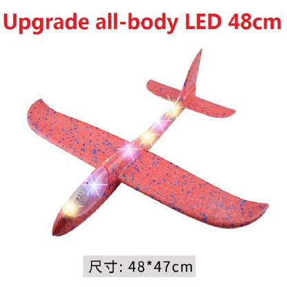 48CM LED Foam Glider Plane - Hand-Throw Flying Aircraft Model for Kids - Durable EPP Design Perfect for Outdoor Fun and Parties