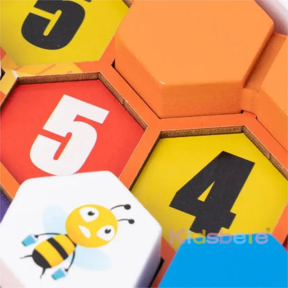 Vibrant Hexagonal Number Puzzle Set - Engaging Wooden Honeycomb Game for Kids