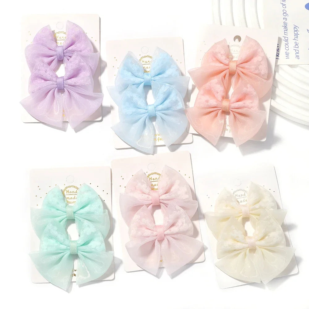 Adorable 2-Pack Mini Hair Bows for Girls - Soft Cotton Hair Clips and Barrettes