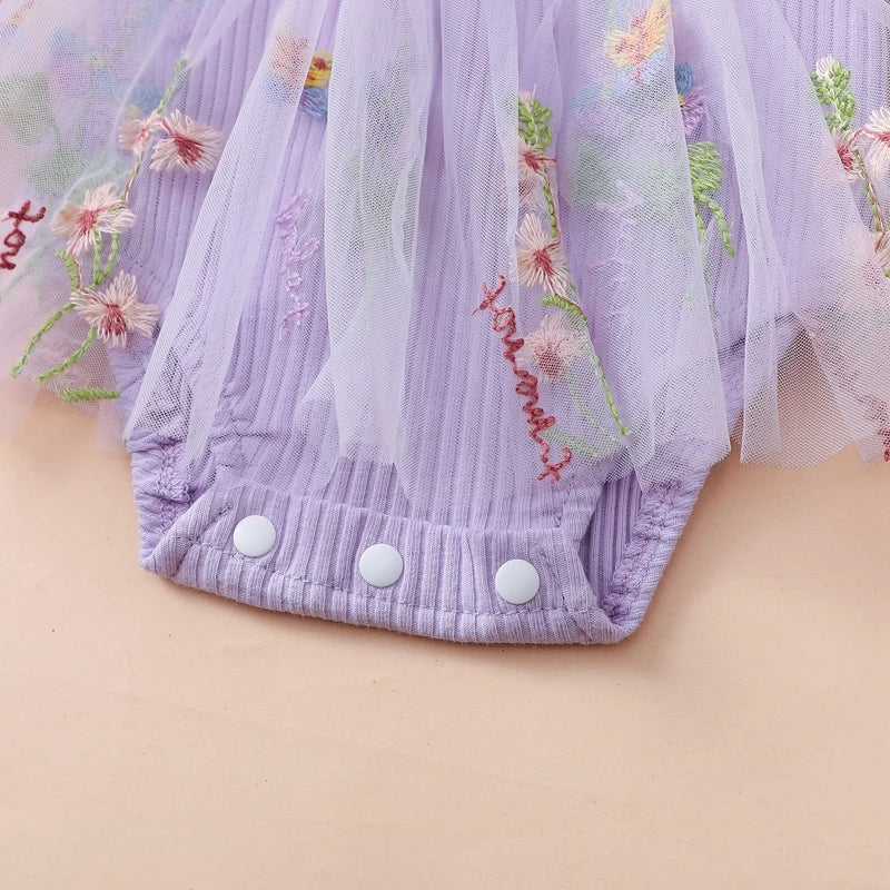 Adorable Baby Girls Floral Ruffled Long Sleeve Romper Dress with Headband Set for Newborns