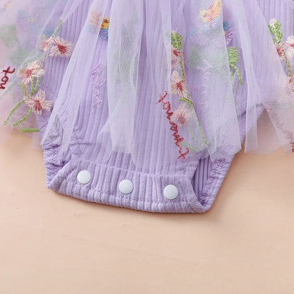 Adorable Baby Girls Floral Ruffled Long Sleeve Romper Dress with Headband Set for Newborns