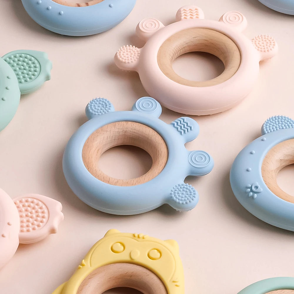 TYRY.HU Cartoon Frog and Deer Silicone Teething Toy Necklace - Baby Gum Soother Gift