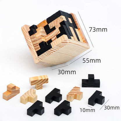 Wooden 3D Cube Puzzle - Interlocking Creative Educational Toy for Kids | Brain Development Game for Early Learning