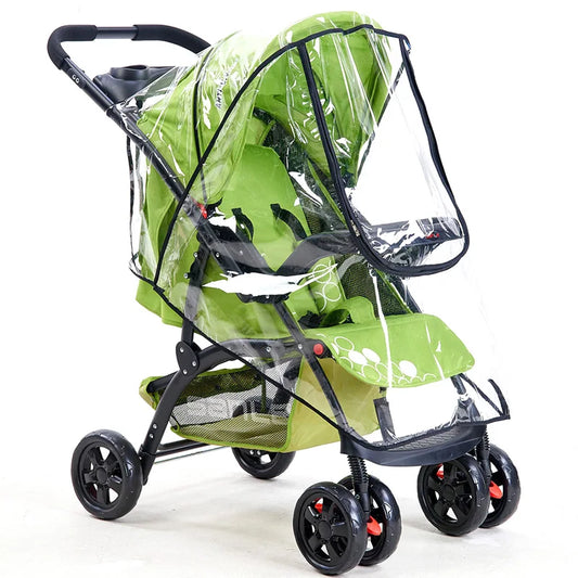 Universal Waterproof Baby Stroller Rain Cover - Transparent Trolley Umbrella with Zipper for All Ages