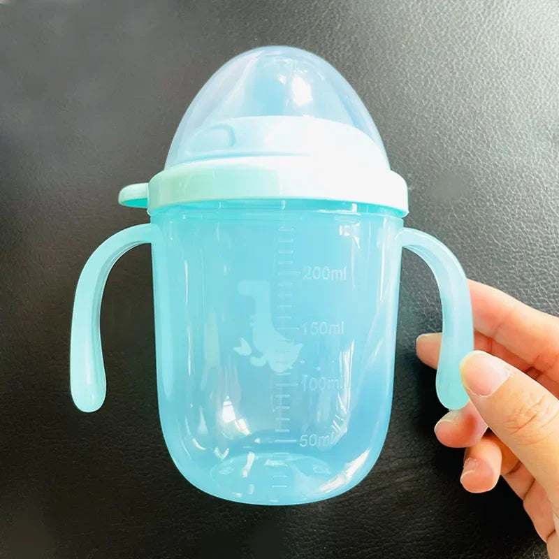 250ml Baby Spill Resistant Cup Toddler Bite Resistant Cup BPA Free Newborn Training Cup Bottle with Double Handle Duckbill Cup