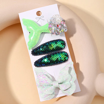 4-Piece Set of Sequin Fish Tail and Butterfly Hairpins for Girls - Kids' Barrettes and Hair Clips, Perfect Baby Accessories and Gift