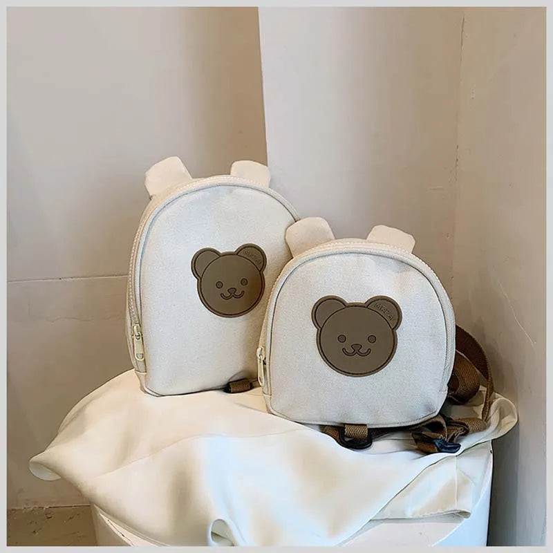 Adorable Cartoon Bear Anti-Lost Baby Backpack for Kindergarten Kids - Canvas Harness School Bag for Boys and Girls