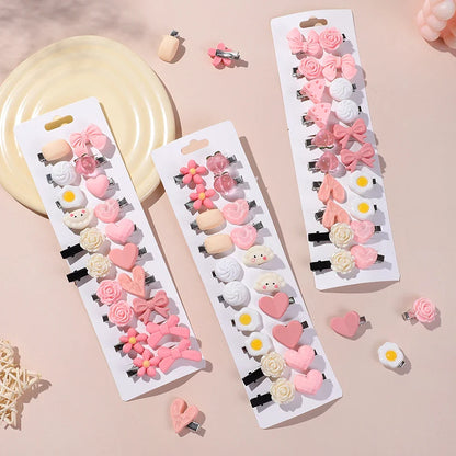 20-Piece Baby Pink Cartoon Hairpin Set for Girls - Adorable Bangs Clips and Sweet Accessories