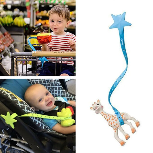 Silicone Star Pacifier Chain & Teether Strap - Non-Toxic Baby Stroller Hook Organizer for Kids