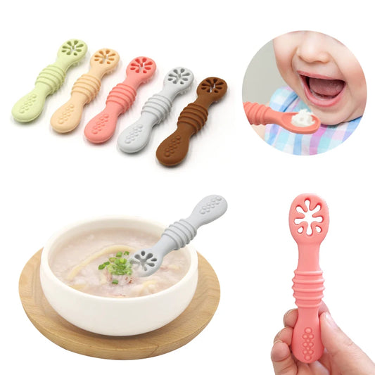 Cute Silicone Baby Feeding Spoons - Engaging and Safe Utensils for Teething Toddlers
