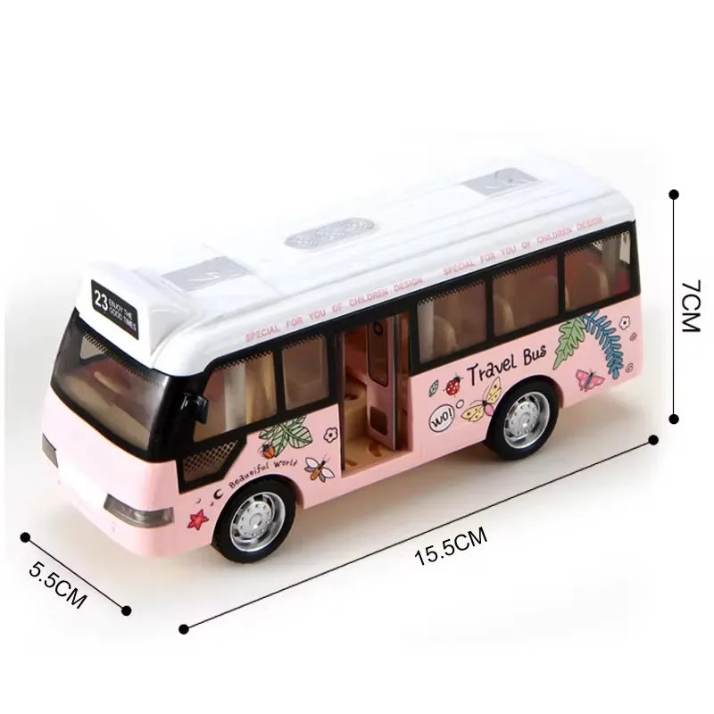 Die-Cast Metal Kids Tour School Bus Toy with Sound and Light Features - Friction-Powered Vehicle for Boys and Girls