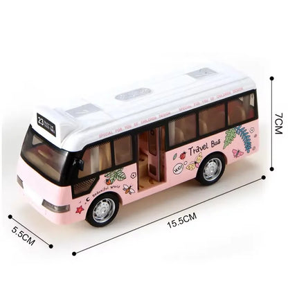 Die-Cast Metal Kids Tour School Bus Toy with Sound and Light Features - Friction-Powered Vehicle for Boys and Girls